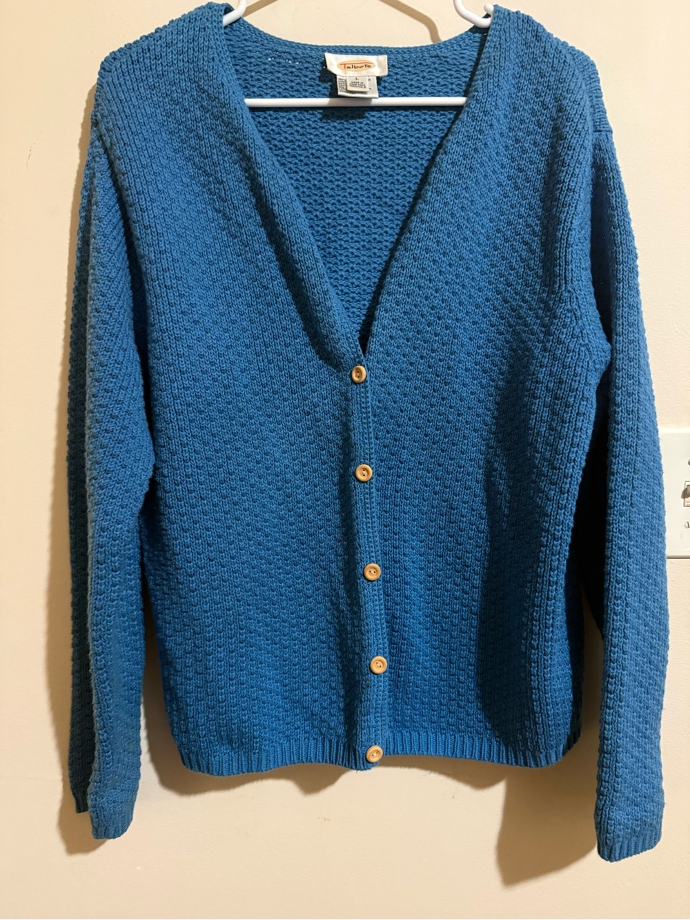 Talbots Teal Blue Button-Front Knit Cardigan